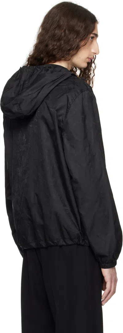 Versace Black Barocco Jacquard Windbreaker Jacket In Black