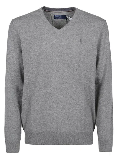 Polo Ralph Lauren Pony Embroidered Knit Jumper In Gray