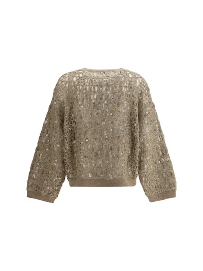 Brunello Cucinelli Sequined Sweater In Gold