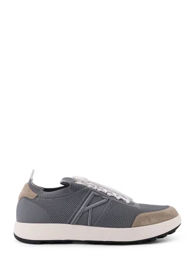 Kiton Low-top Mesh Sneakers With Suede Profiles In Gray