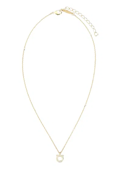 Ferragamo Golden Gancini Pendant Necklace In Gold