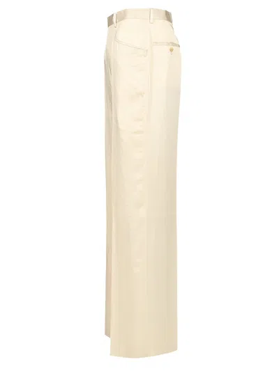 Rick Owens Silk Charmeuse Trousers White In Neutral