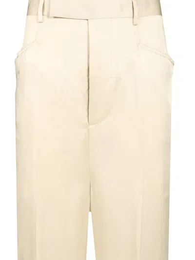 Rick Owens Silk Charmeuse Trousers White In Neutral