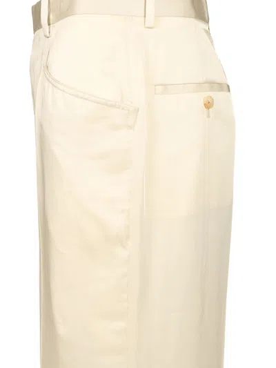 Rick Owens Silk Charmeuse Trousers White In Neutral