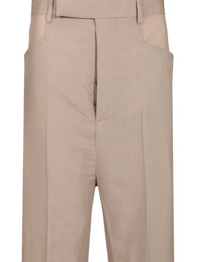 Rick Owens Silk Charmeuse Trousers Jackets Beige In Neutral