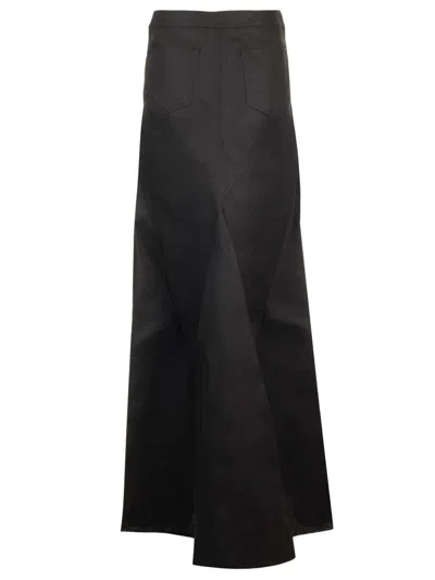Rick Owens Linen Twill Long Skirt Jackets Black In Black