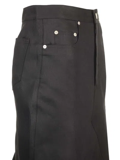 Rick Owens Linen Twill Long Skirt Jackets Black In Black