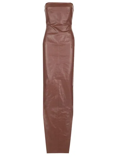 Rick Owens Long Bustier Dress Dresses Brown In Brown
