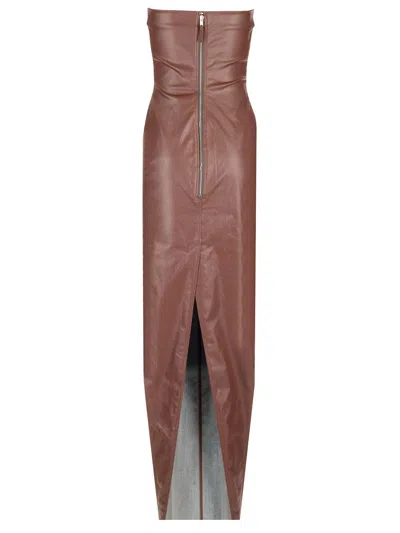 Rick Owens Long Bustier Dress Dresses Brown In Brown