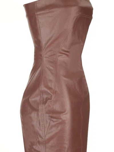 Rick Owens Long Bustier Dress Dresses Brown In Brown
