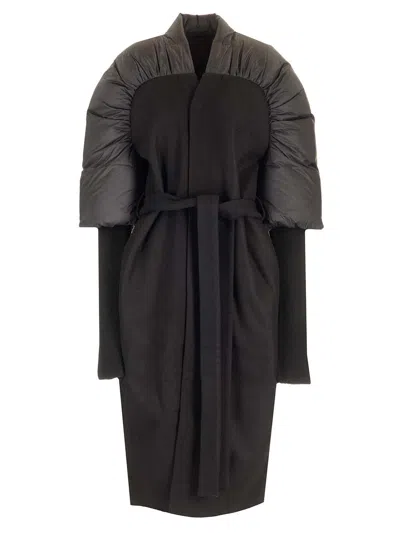 Rick Owens Duvetina Long Coat Crafted In Black