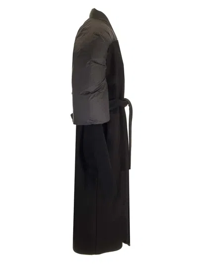 Rick Owens Duvetina Long Coat Crafted In Black