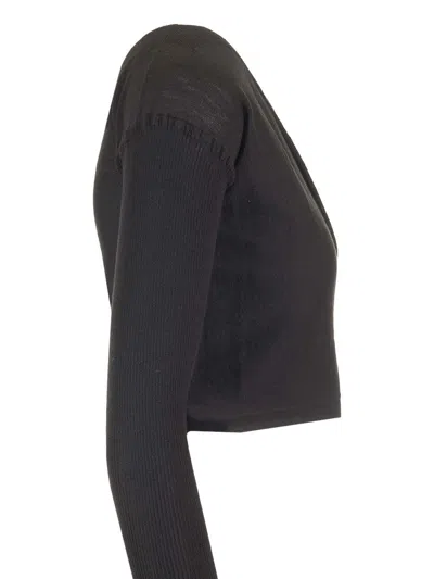 Rick Owens Wrap Top In Wool Knit Jackets Black In Black