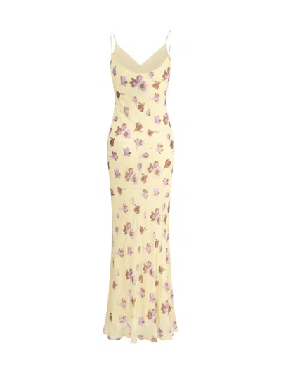 Self-portrait Floral Long Dress In Neutral