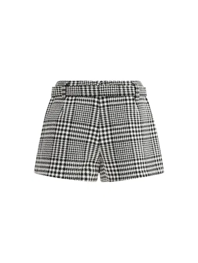 Self-portrait Houndstooth Wool Pants-skirt In Multi
