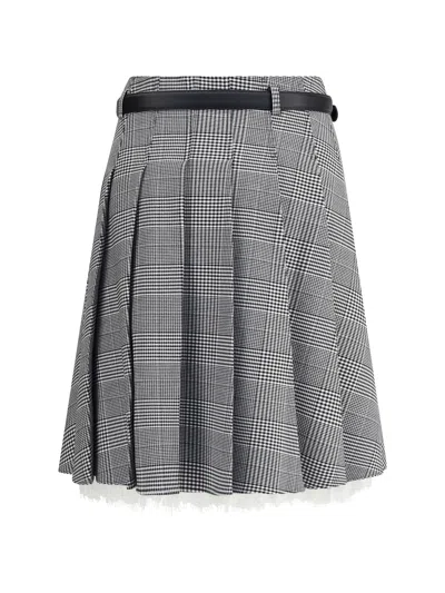 Self-portrait Prince Of Wales Pleated Midi Skirt In Gray