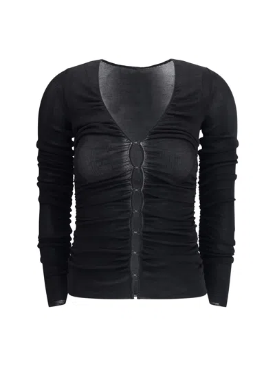 Self-portrait Viscose Knit Top In Black