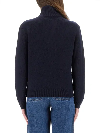 Apc A.p.c. Thea Wool Turtle Neck Sweater In Blue