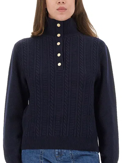 Apc A.p.c. Thea Wool Turtle Neck Sweater In Blue