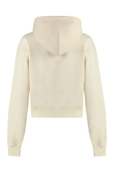 Jacquemus Cotton Hoodie With Drawstring Hood And Ribbed Details In Neutral
