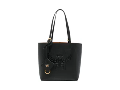 Pre-owned Mcm Himmel Lthr Doppel Mini Shopper In Black