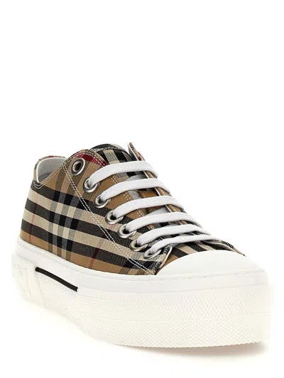 Burberry Check Sneakers Beige In Brown