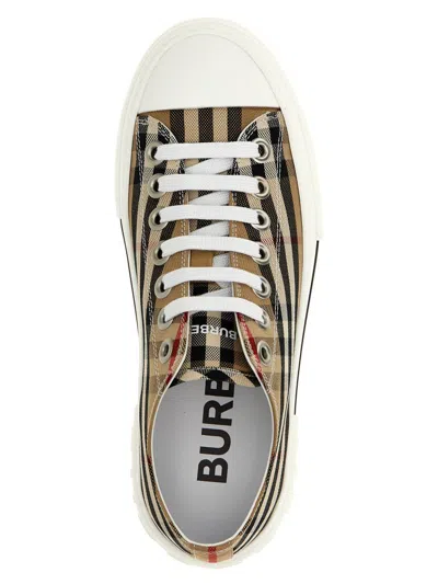 Burberry Check Sneakers Beige In Brown