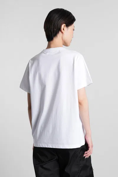 Ganni White T-shirt With Print And Logo Lettering On The Front In Cotton Woman In White