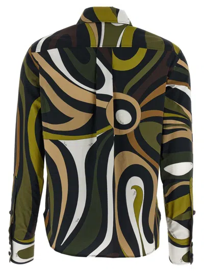 Pucci Multicolor Marble Shirt In Green