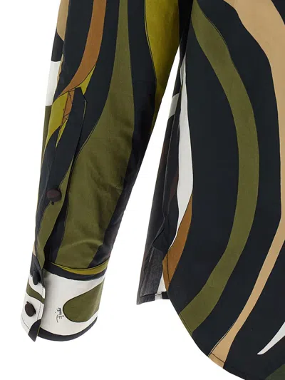 Pucci Multicolor Marble Shirt In Green