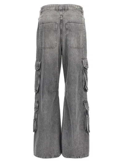 Diesel D-sire-cargo-d Grey Cargo Jeans With Low-rise Waist In Gray