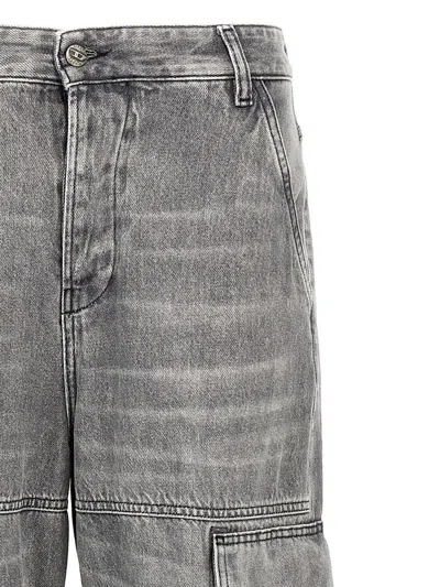 Diesel D-sire-cargo-d Grey Cargo Jeans With Low-rise Waist In Gray