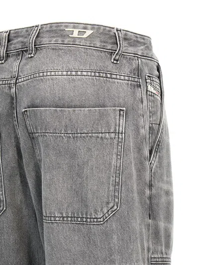 Diesel D-sire-cargo-d Grey Cargo Jeans With Low-rise Waist In Gray