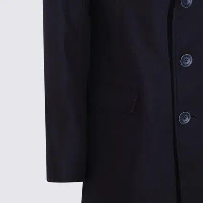 Herno Tailored Wool Coats With Notched Lapels In Blue