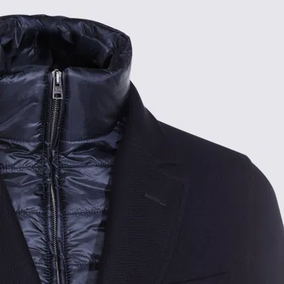 Herno Tailored Wool Coats With Notched Lapels In Blue