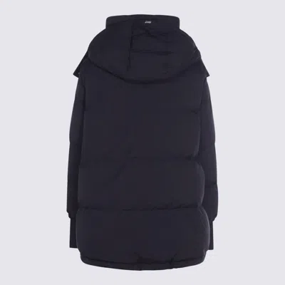 Herno Long Length Quilted Hooded Down Jacket In Blue