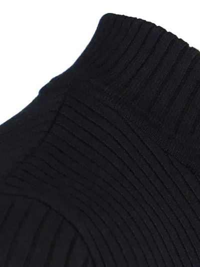 Courrèges Reedition Short Sleeves Rib Knit Sweater In Black