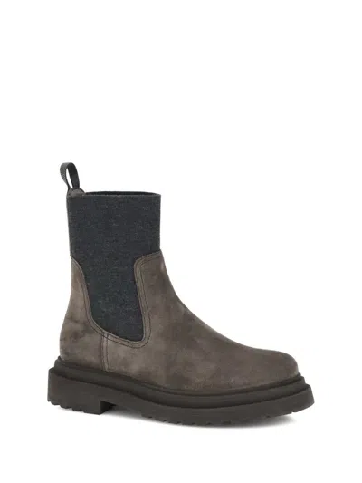 Brunello Cucinelli Monile Ankle Boots In Brown