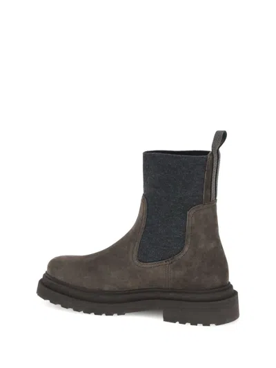 Brunello Cucinelli Monile Ankle Boots In Brown