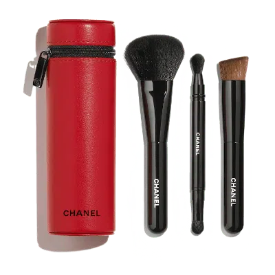 Pre-owned Chanel Women's  Codes Couleur Limitededition Collection Of 3 Essential Brushes In 147/incendiaire