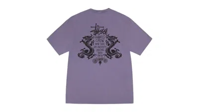 Pre-owned Stussy Double Dragon Pigment Dyed Tee Shirt In Grape