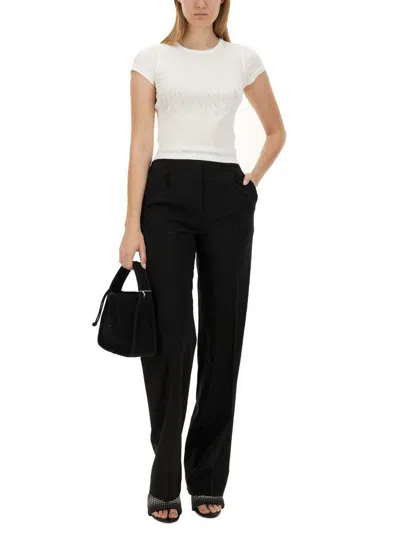Alexander Wang High Waisted Pleated Pant With Logo Elastic Clothing