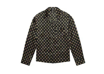 Pre-owned Ovo Womens Monogram Silk Pajama Shirt In Black