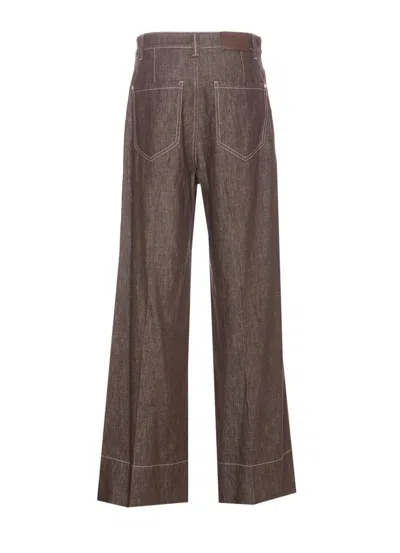 Brunello Cucinelli High-rise Wide-leg Jeans In Brown