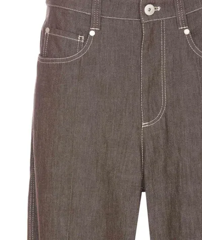 Brunello Cucinelli High-rise Wide-leg Jeans In Brown