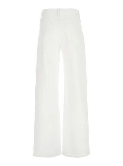 Mother 'the Dodger Sneak' White Five Pocket Jeans In Cotton Woman In White