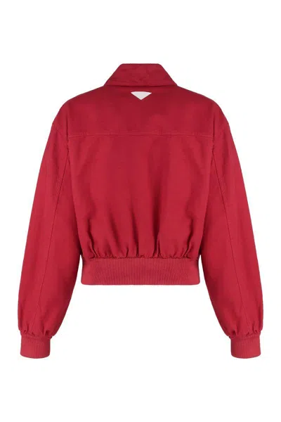 Prada Jackets With Long Sleeves And Ribbed Hem In Red