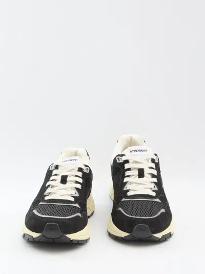 Autry Hyperway Black Low Top Sneakers With Logo Patch On Tongue And Side In Tech Fabric Man In Black