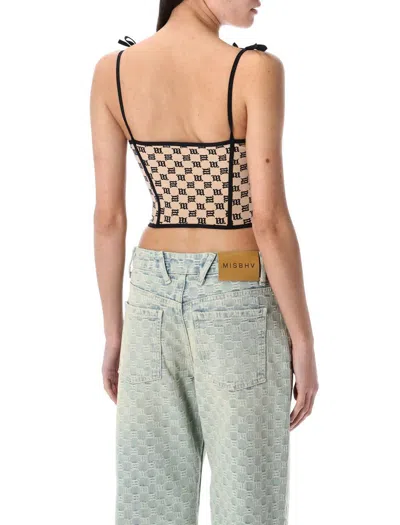 Misbhv Monogram Coquette Corset Top In Multi