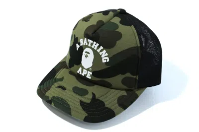 Pre-owned Bape 1st Camo College Mesh Cap In Green